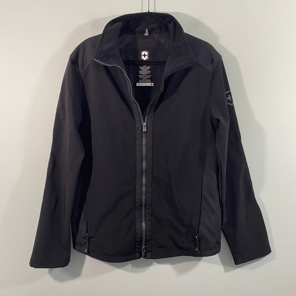 Victorinox Swiss Army Black 2 Way Zip Reinforced Elbow Softshell Jacket Size L
